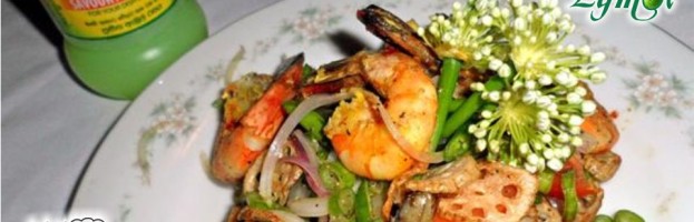 Lotus Roots and Pan Fried Prawn Salad